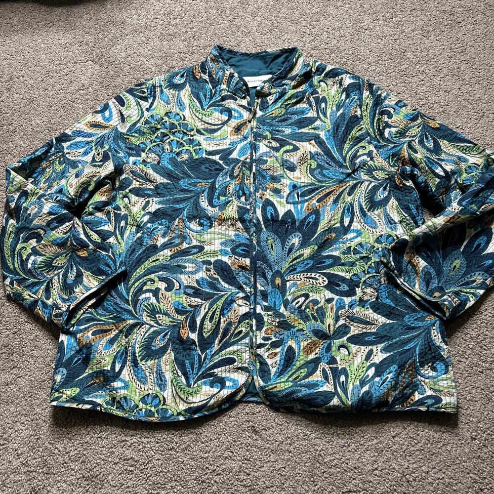 Women’s Size 16 Alfred Dunner Paisley Blue & Green Zip Up Jacket